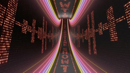 Showtime Led Lights Text in the Equalizer Room Animation, Loop