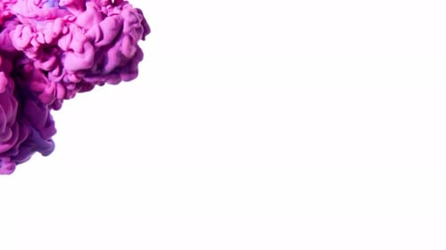 Purple and Blue Ink Swirls on White Background