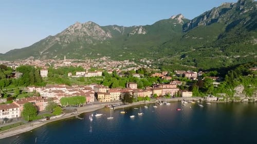 Vista aérea de Malgrate Lecco en el lago de Como, Italia