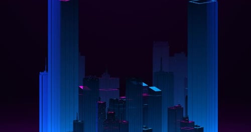 Flying Through a Hologram City Animation