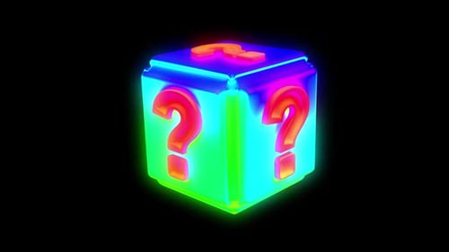 Abstract Neon Question Mark Cube Rotating Seamless Loop