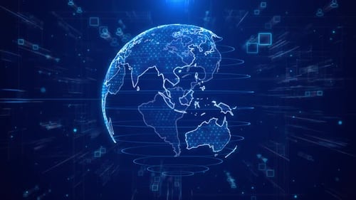 Digital Earth Global Data Network Connection World Map with User Icon Global Network or Internet and