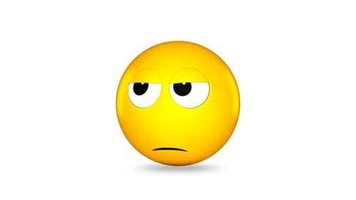 3D Bored Emoji Face Blinking Looking Around Animation