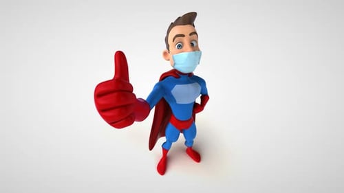 Fun cartoon superhero with a mask