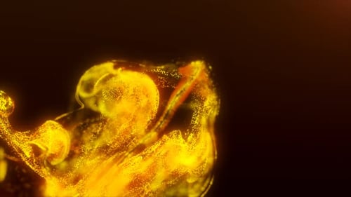 Abstract fluid explosion iridescent yellow waves glowing energy magical with blur effect in liquid