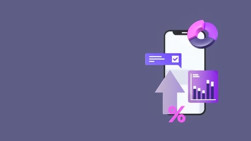 Business Growth and Data Analysis Animation with Copy Space for Text.