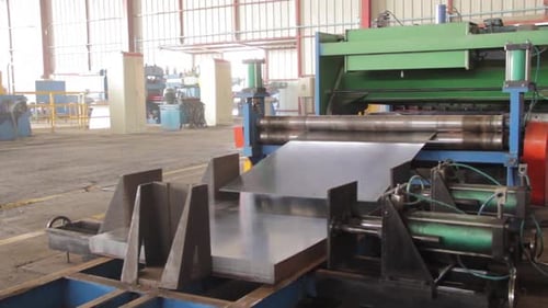 Metal plates cutting in a factory