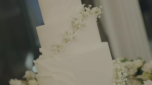 Elegant Wedding Cake Decorated with White Flowers