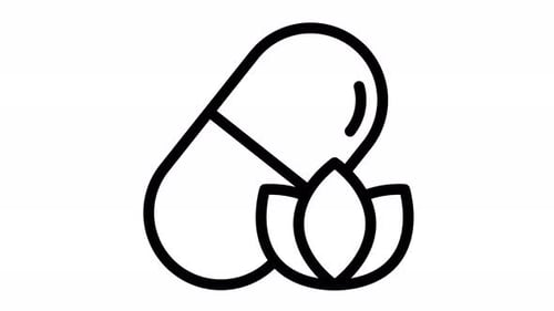 Animated Minimalist Pill and Leaf Medical Icon