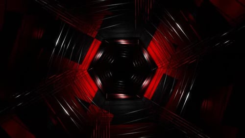 Black And Red Hexagonal Mesh Tunnel Background Vj Loop In HD