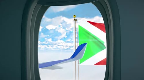 Burundi Flag Flying from Airplane Window Animation