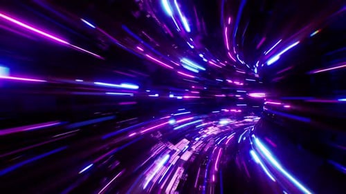 Shining Neon Sci Fi Technology Tunnel