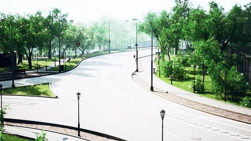 Country Asphalt Road and Green Trees Nature Landscape in the Summer