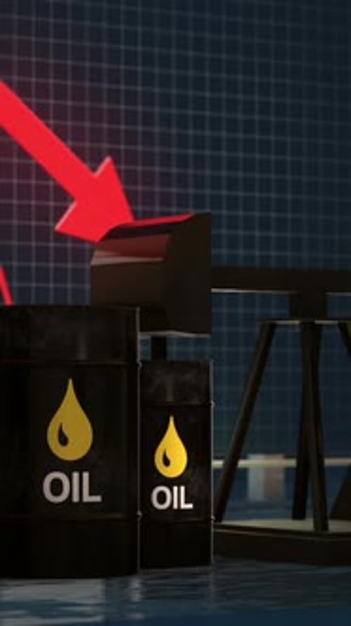 Oil Price Decline 3D Red Arrow Vertical Video