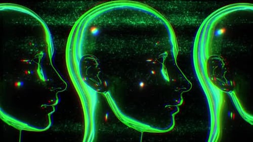 Digital Glitch Human Heads Scanning Seamless Loop