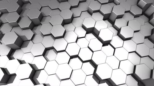 Animated Metallic Hexagon Grid Technology Background