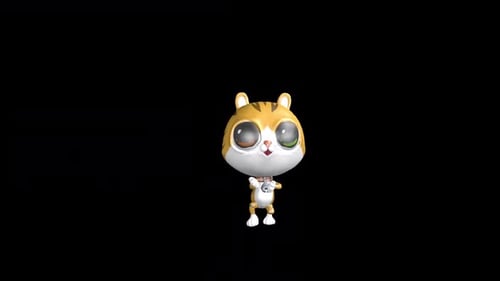 Cute Animated 3D Cat Character Waving and Posing