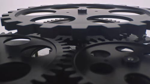 Black Gears Rotating Slowly
