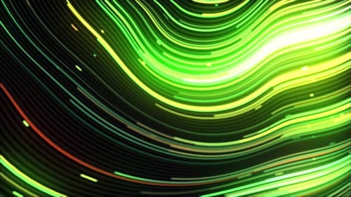 Neon Flowing Wavy Lines Digital Abstract Background