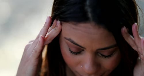 Overwhelmed woman feeling anxiety, person having stress