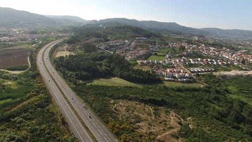 Flying Over Countryside and Country road