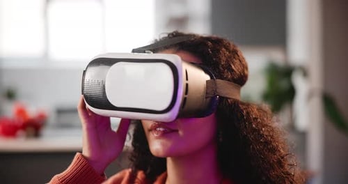Woman Uses Virtual Reality Headset