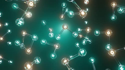 Glowing Water Molecules on Dark Background Looped 4K