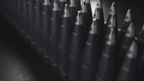 Moving 3D Ammunition Shells Production Line Seamless Loop