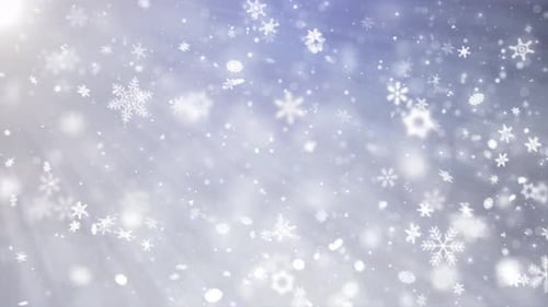 Falling Down White Blue Smooth Slow Motion Snowflakes Effect Motion