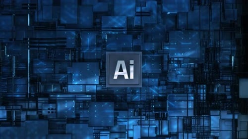 3D Futuristic AI Technology: Glowing Circuit Chip with Digital Circuit Lines