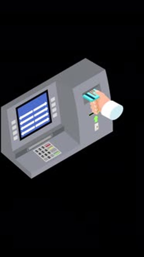 Atm Usage Animation On Alpha Channel Vertical