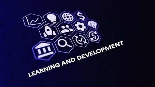Futuristic Learning and Development Icons Grid Reveal Animation