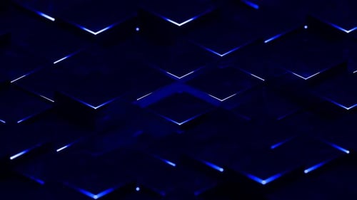 Blue Abstract Glossed Textured Cubes Background VJ Loop in 4K