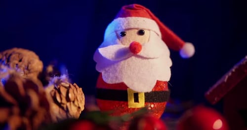 Festive Christmas Decorations with Santa Claus Figurine