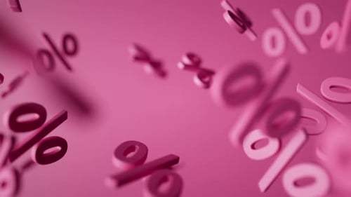 Dynamic Pink 3D Percentage Symbols Abstract Motion Background