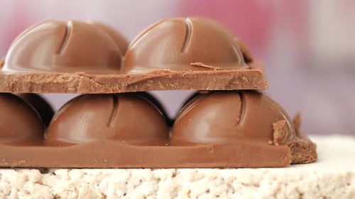 Close Up of Stacked Delicious Milk Chocolate