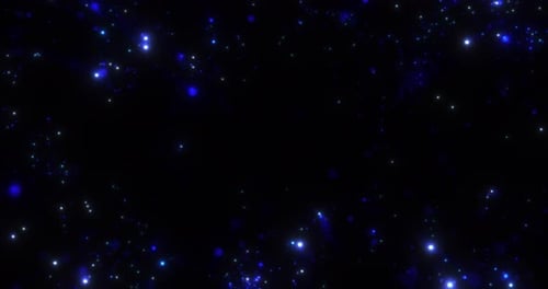 Rahmen mit blauen, hell fliegenden, leuchtenden, schönen Energie-magischen Partikeln, futuristischer Hightech-Wissenschaft