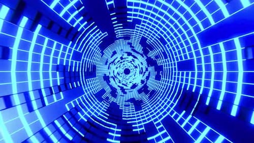Dive into a vibrant blue cyber tunnel, a stunning visual that evokes futuristic technology and immer