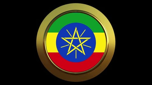 3D Gold Spinning Ethiopia Flag Emblem Loop