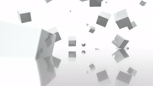 Dynamic Abstract 3D Cubes Floating White Background