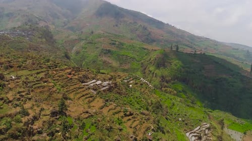 Aerial View of Green Mountain Terraced Farmland