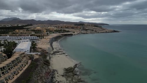 Aerial video over the island of Fuerteventura in Spain
