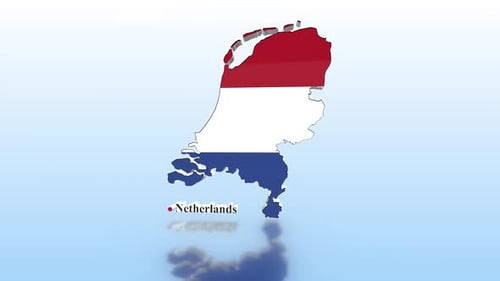 Netherlands 3D Map Animation with National Flag Texture