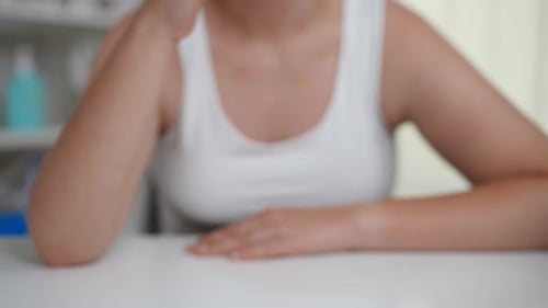 Close Up of Hand with Pustules Indoors