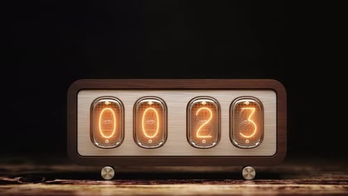 Relógio de tubo vintage retrô Nixie conta o tempo: animação 3D de 30 segundos