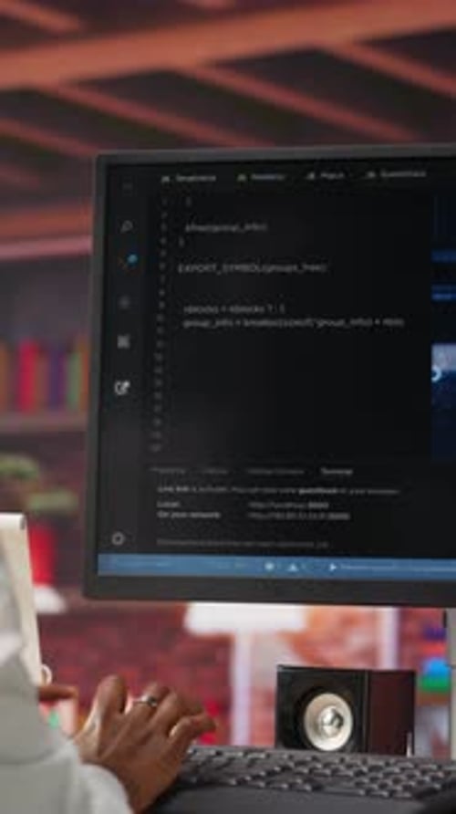 Vertical Video Admin Doing Maintenance on Artificial Intelligence Listening Music