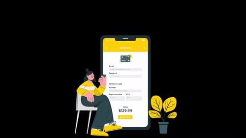 Payment İnformation And Sitting Girl Alpha Channel