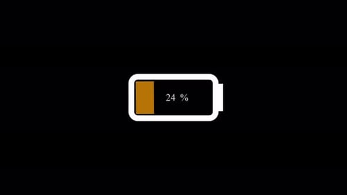 Flat Design Battery Charging Level Percentage Animation