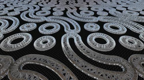 Seamless Loop of Abstract Metallic Geometric Patterns on Grid