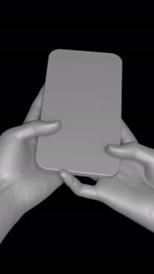 3D Hands Holding Blank Smartphone Rotating Mockup